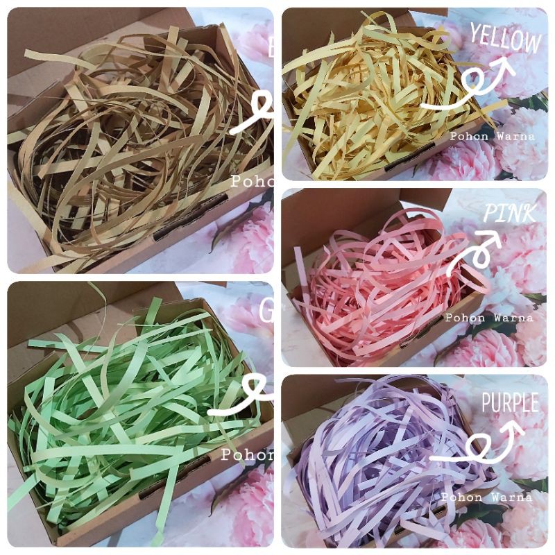 

MINIMAL ORDER 20 GRAM!! Shredded Paper / Kertas cacah/ Isi packing / Isian parcel/ Gift Box