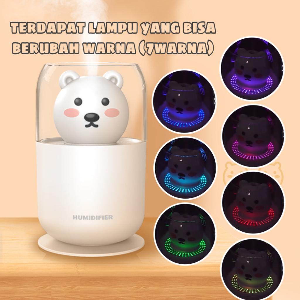[TAFFWARE] Humidifier Aromatherapy Ultrasonic Pewangi Ruangan Air Diffuser Aroma Terapi Purifier Oil Nano Spray-Bear putih