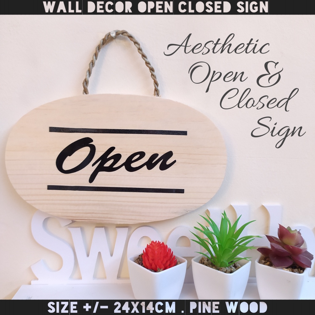 WALL DECOR AESTHETIC PAPAN SIGN OPEN CLOSE KAYU BOLAK BALIK VINTAGE OPEN CLOSED MURAH RETRO DECO DEKORASI PAJANGAN HIASAN DINDING PINTU RUMAH AKRILIK BOARD CUSTOM WALLDECOR ESTETIS