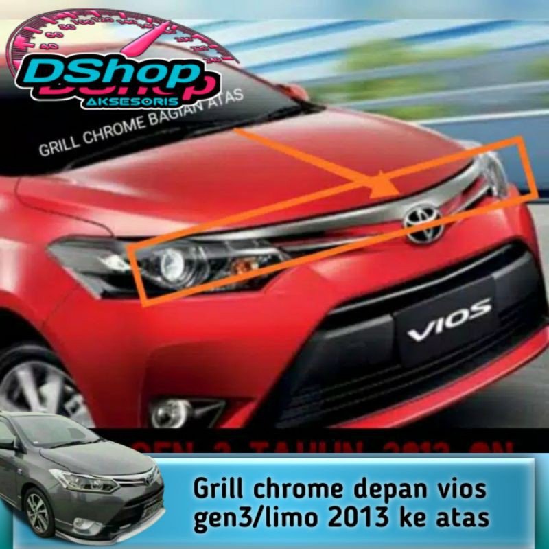 Grill chrome vios gen 3 bagian atas 2013 - 2017
