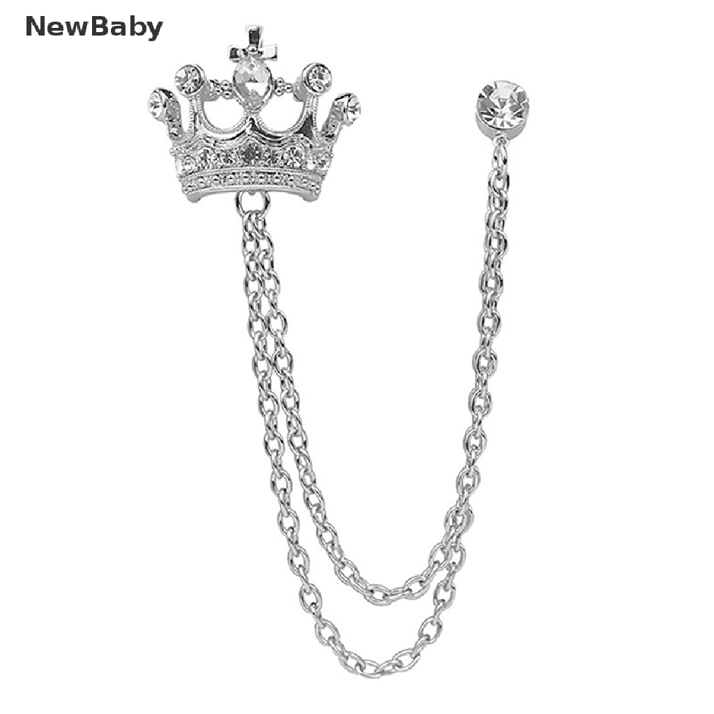 Newbaby Bros Pin Bentuk Mahkota Aksen Rumbai Rantai Untuk Wanita