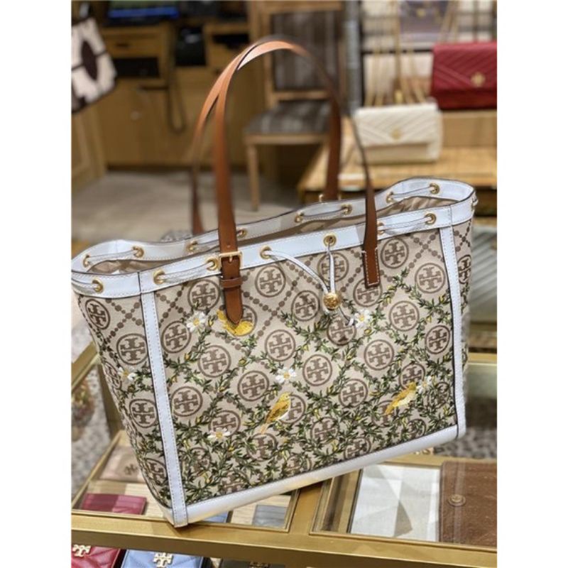 TAS TORY BURCH 80860T MONOGRAM JACQUARD EMBROIDERED TOTE BAG