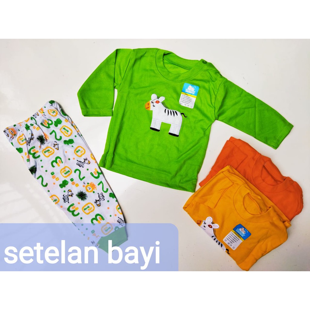 Baju Bayi Setelan Oblong Panjang YANSUR / DIANA Motif Kancing Bahu 3-12 Bulan