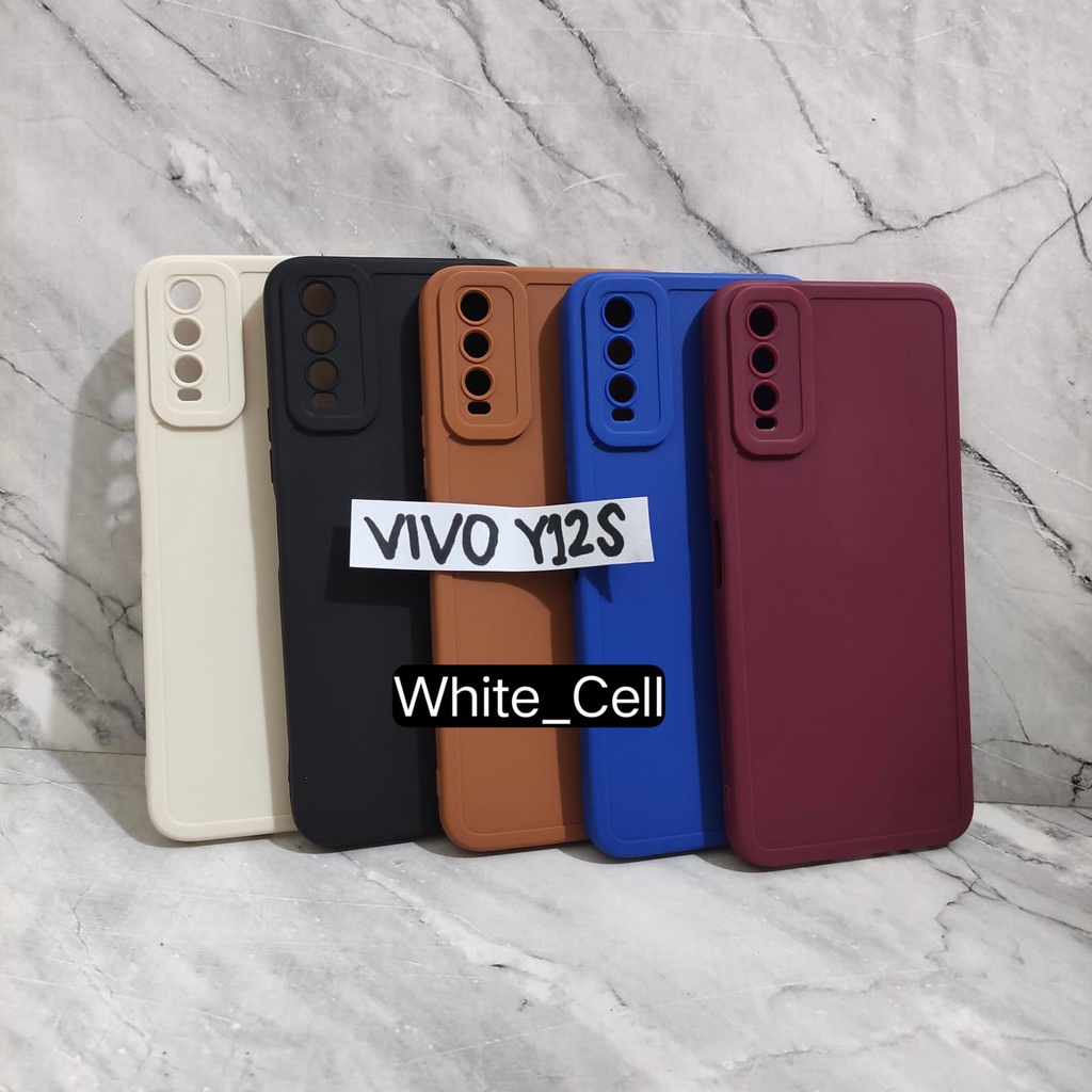 SoftCase ProCamera Silicon Matte Case Full Cover Vivo Y12s  Y20  Y20s  Y20 SG White_Cell