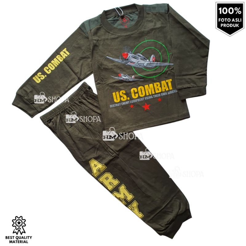 Baju Setelan Anak laki laki Loreng Army Camo JV Piyama umur 2-10 tahun