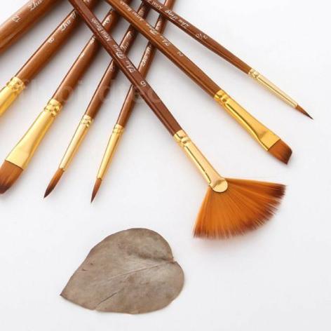 

✩ Kuas Lukis Cat Air Akrilik Set 10 pcs Oil Paint Brush - Cokelat ☄