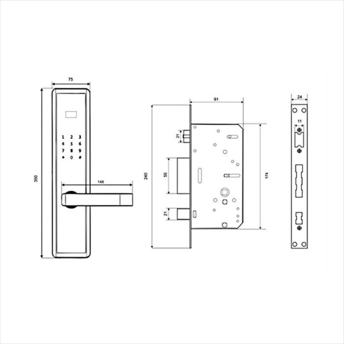 Onassis Handle Pintu Digital Exynoz DG ONS 602 Black