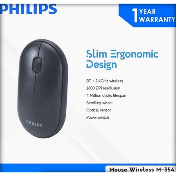 Mouse Philips M-354 Dual Conectoin Bluetooth dan Wireless