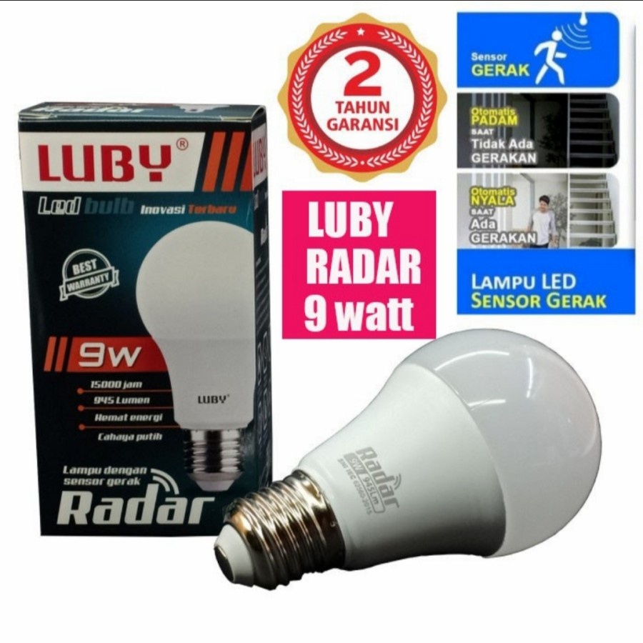 LUBY RADAR LAMPU LED 9 WATT CAHAYA PUTIH SENSOR GERAK OTOMATIS 9W