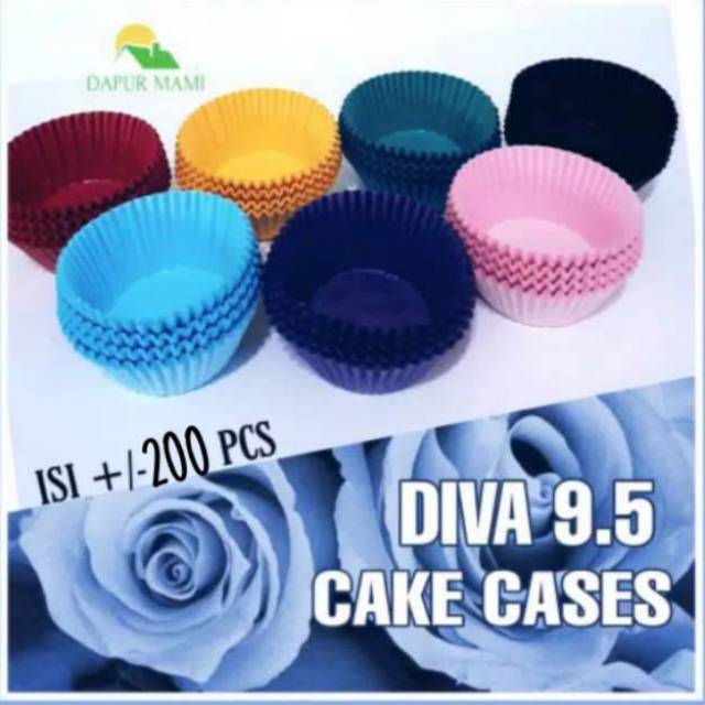 DAPURMAMI 200 Biji Diva Paper Cup Case Cake cases uk. DIVA 9,5 Aneka warna