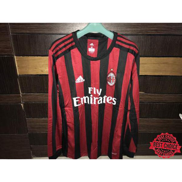 JERSEY BOLA AC MILAN HOME LONGSLEEVE LS 2017/2018 GRADE ORI