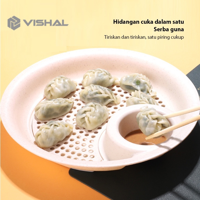 VISHAL Piring Makanan Dan Cemilan 2 in 1 Piring Dimsum Buah Serbaguna Piring Cantik Piring Pangsit VS-72