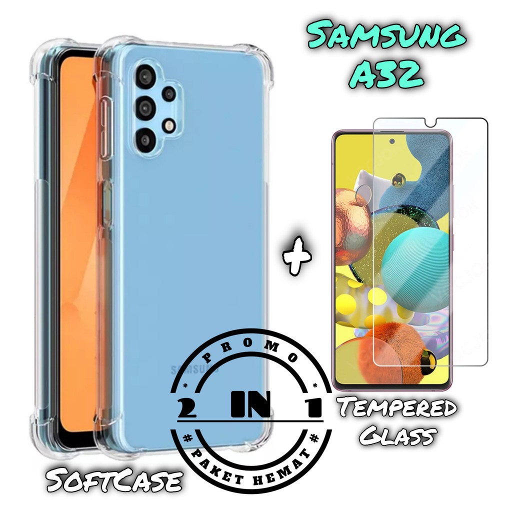 ROMO Case SAMSUNG GALAXY A32 - 4G Clear Case Premium SoftCase Silicone FREE Tempered Glass Clear