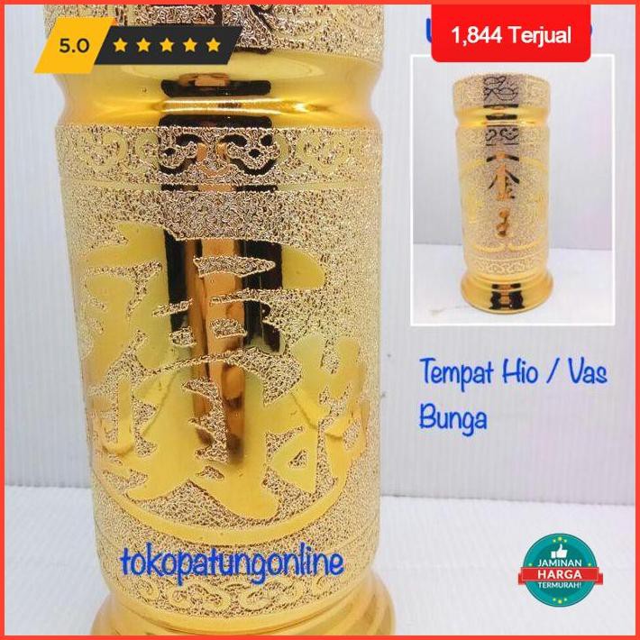 Dekorasi Rumah Vas Bunga Tempat Hio Hiolo Keramik Emas Uk 8In Promo
