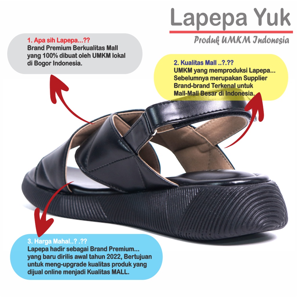 LAPEPA YUK -  Sepatu Sandal Wanita Wedges JOVITA Model Ban dua Tali Strap belakang Hak Tinggi Sole 4 cm Spatu Sendal Gunung Cewek  Size 36 37 38 39 40 41 Warna BLACK Hitam Black Cewe Kekinian Premium Terbaru Shoes Ori Original Mall Official Store Promo