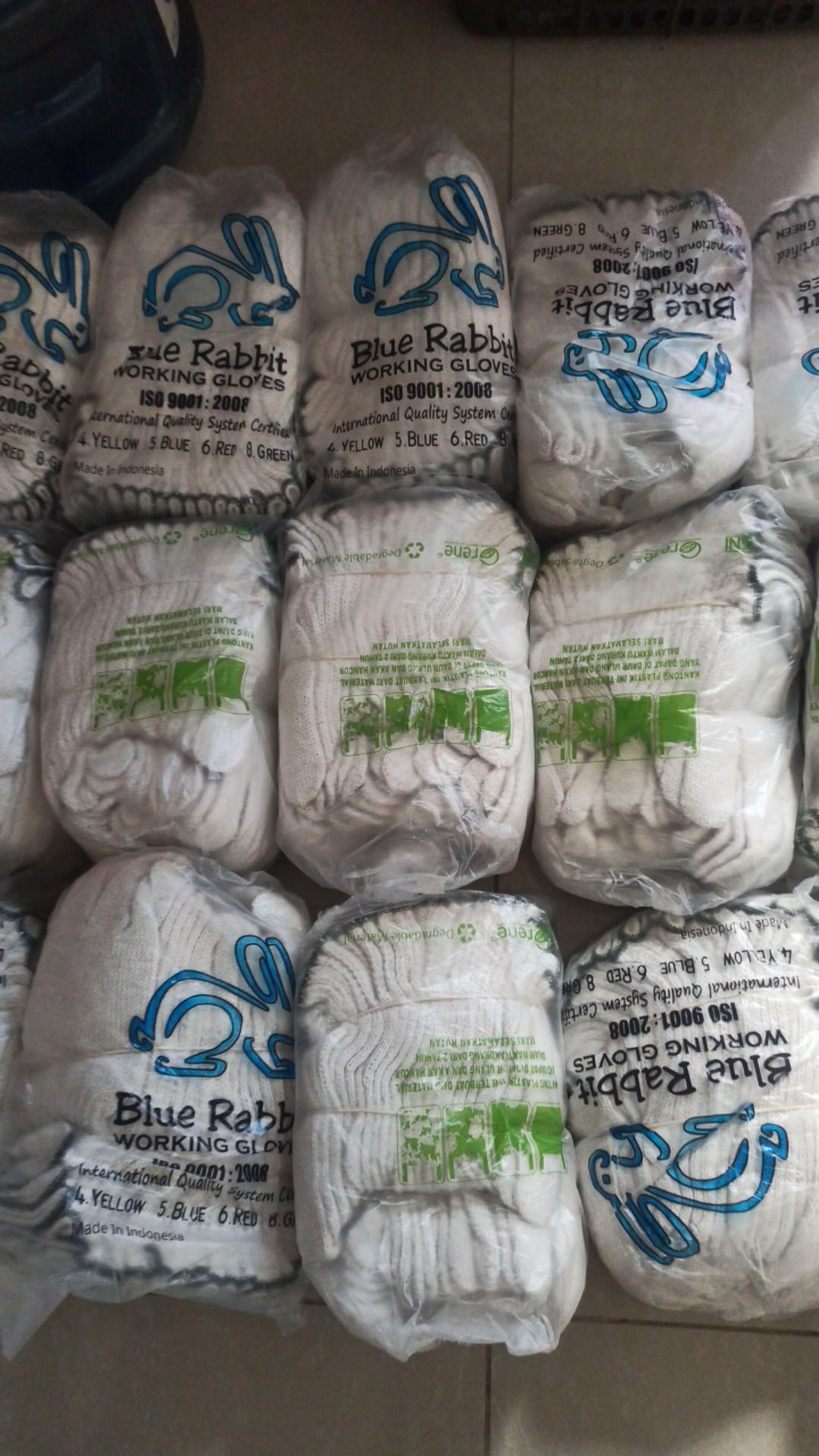 Working Gloves 8b Green - Sarung Tangan Kerja Industri Benang 8 Hijau