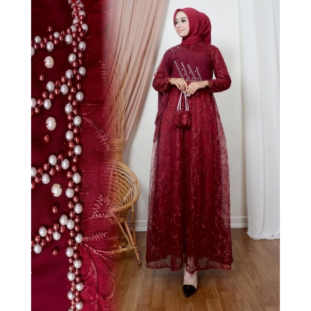 Realpict Gamis tulle terbaruu//gamis flora//gamis lebaran kekinian