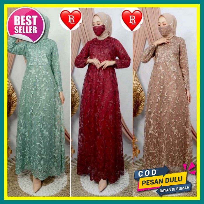 Gamis Tile Terbaru/Gamis Sahira/Gamis Tile Dot/Gamis Brukat Tile/Gamis Busui/Gamis Kondangan/Gamis W