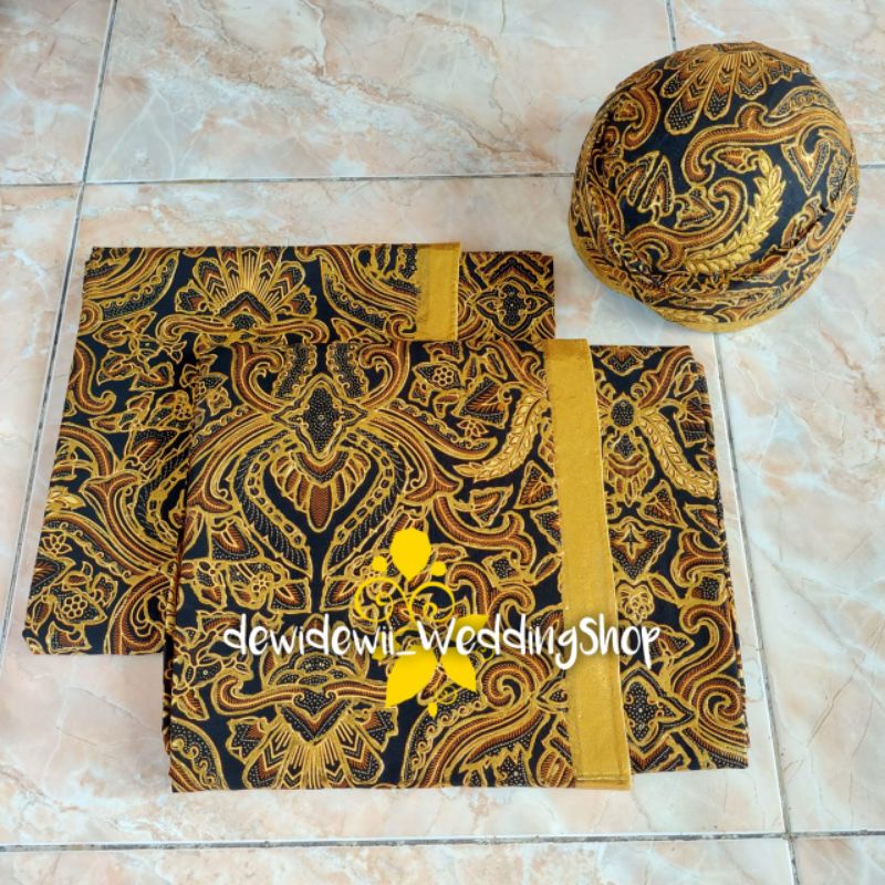 1set Jarik + Blangkon Pengantin Motif Pisang Bali