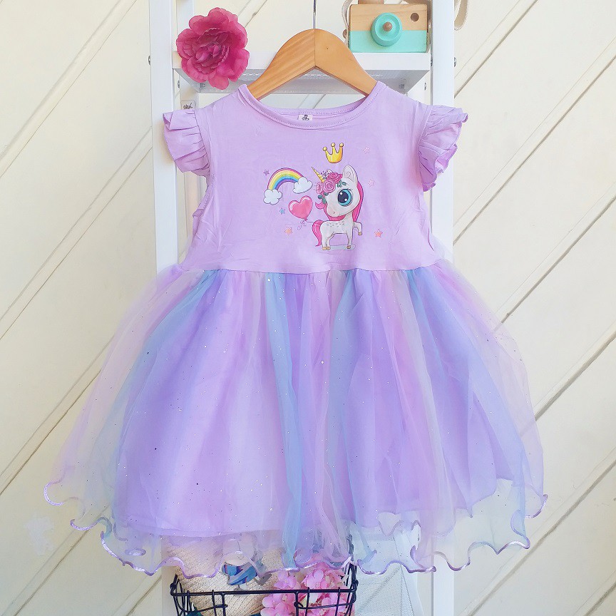 HappyOliver DRESS IMPORT UNICORN FLOW 818 EBV Baju Dress Anak Perempuan Import