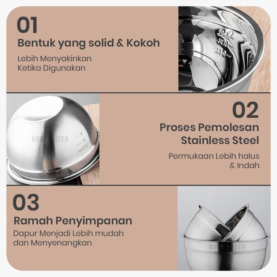 MIXING BOWL WITH LID | MANGKOK ADUK ADONAN STAINLESS + TUTUP