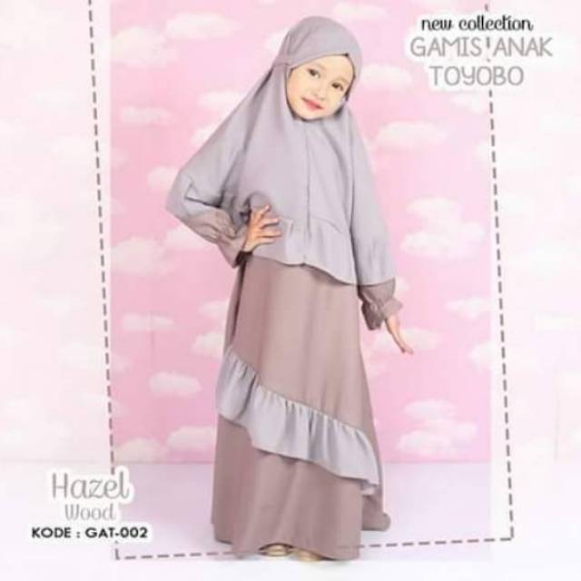 Gamis set anak balita 1 - 2 tahun Lebaran Syari Bahan Toyobo Jilbab bahan Wollycrepe by Pakupayung