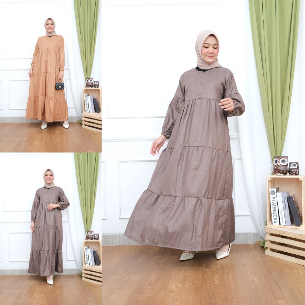 FUJI GAMIS DRESS SUSUN SIMPLE ABAYA PANJANG BAJU WANITA GBM