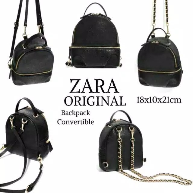 (02.02 BARU)  Tas Wanita Ransel tas zara backpack croco 100% original warna hitam tas impor Ftbs