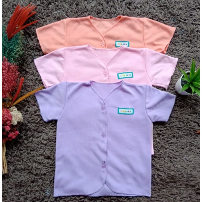 Baju Bayi Polos Lengan Pendek S M dan Jumbo/L  6pcs SNI-7