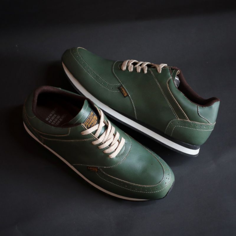 EZRA GREEN -Sepatu Casual Kasual Sneakers Pria Kulit Asli/Cowok/Men Lokal Ori Original Footwear LEATHER