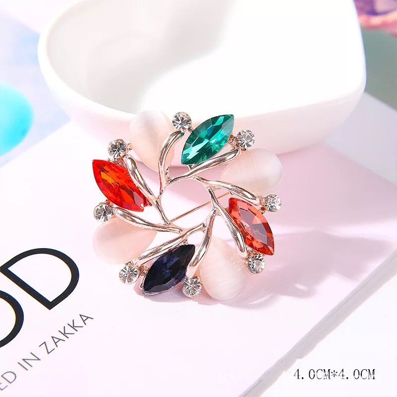 Versi Korea high-end indah kristal bros Temperamen opal bunga angsa Merah cherry bros fashion semua pertandingan aksesoris-15#