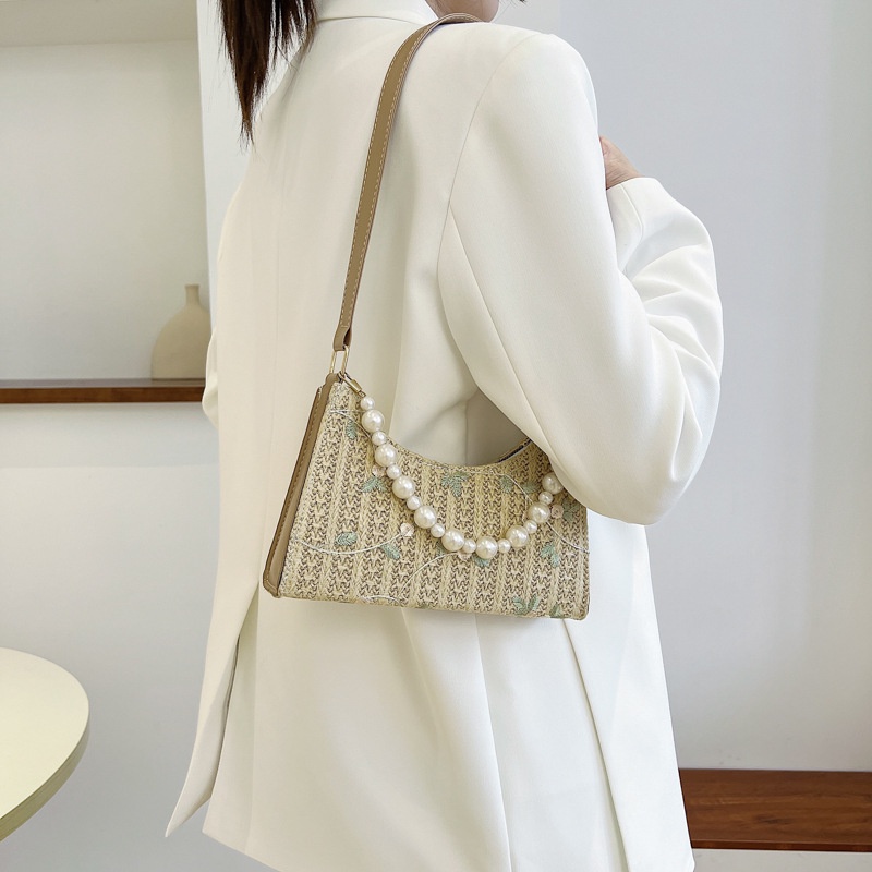 Tas Jerami Mutiara/Tas Anyaman/Tas Pesta/Tas Wanita/Tas Wanita Kekinian/Tas Bahu/Totebag/Tas Mini Wanita BAO050