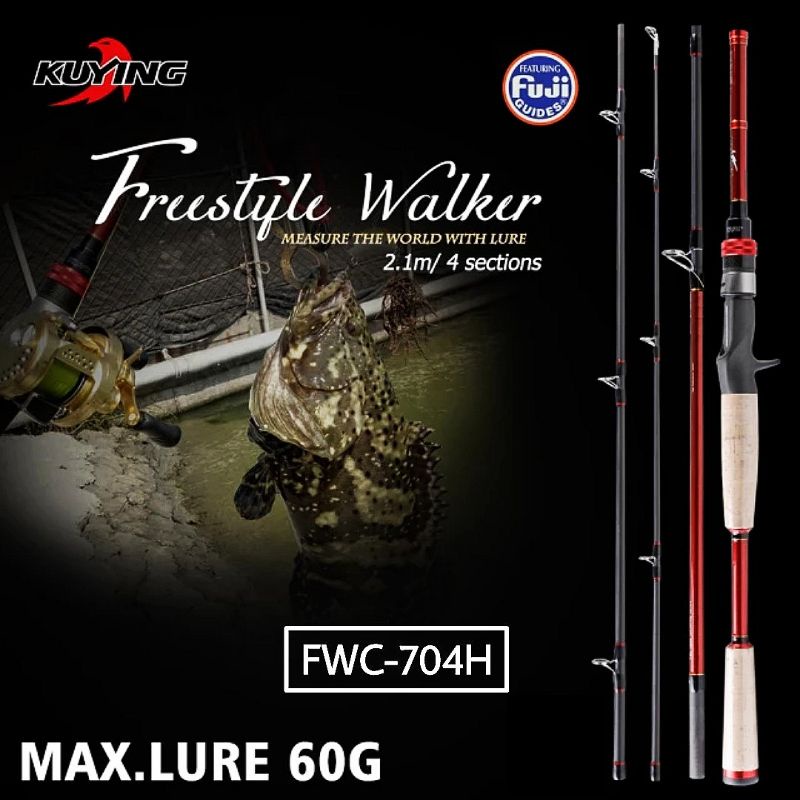 Rod / Joran Casting BC Travel Kuying Freestyle Walker FWC-704H . Heavy / Hard (Pack Pvc)