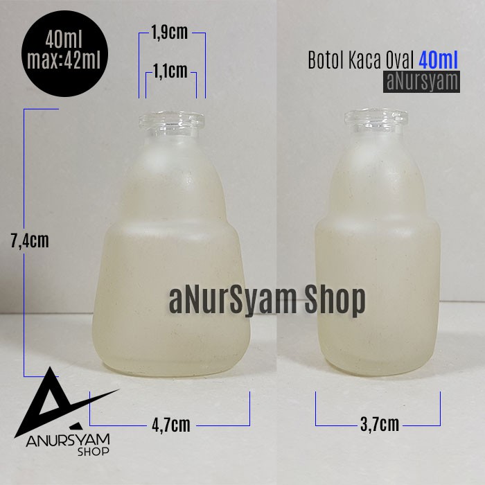 Botol Kaca 40ml Oval / Botol Beling Oval 40ml / Botol 40ml