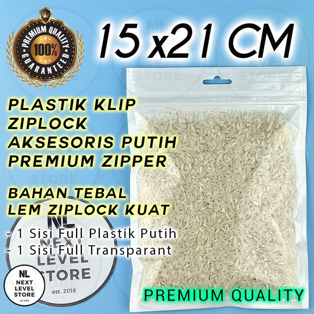 Plastik Klip Aksesoris 15x21 cm Ziplock Putih White Zipper Premium