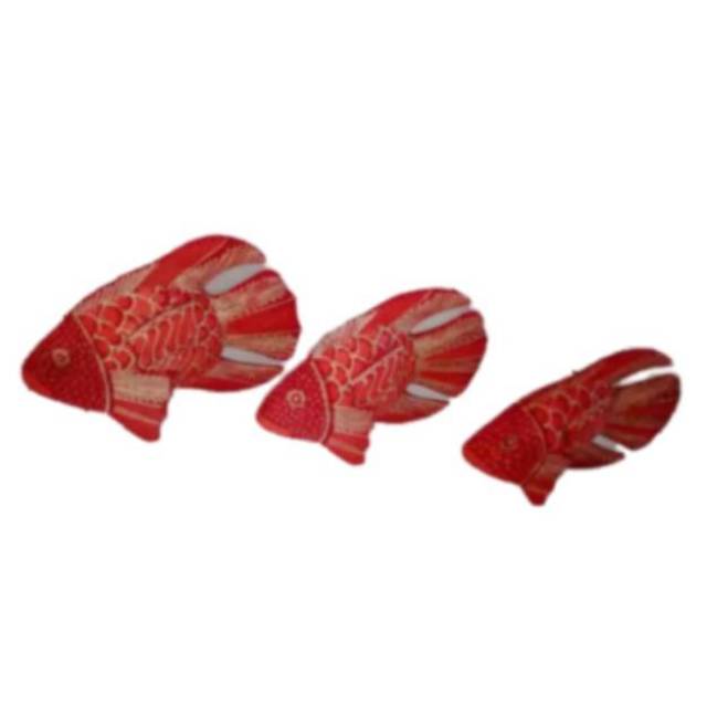 SATU SET PAJANGAN MINIATUR IKAN BATIK SESET ISI 3 PCS - DEKORASI RUMAH MURAH