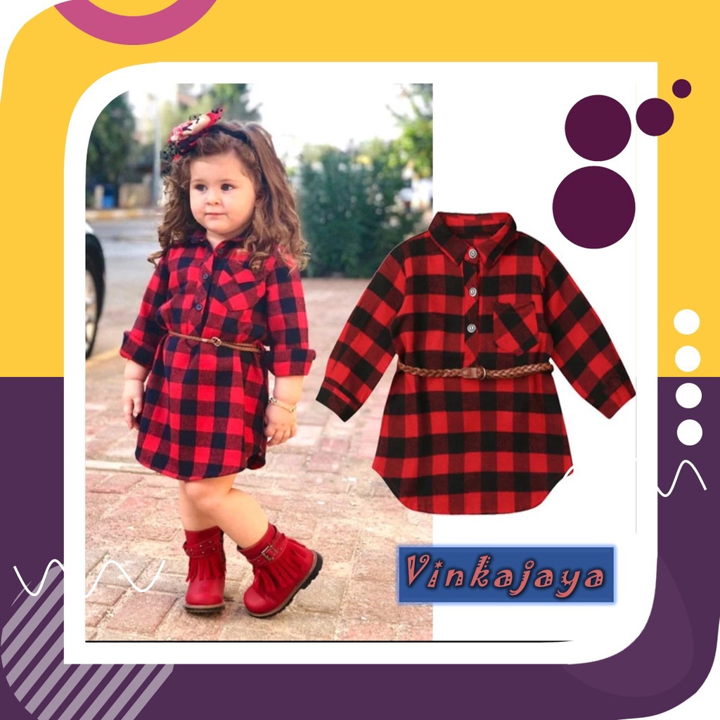 Baju Kemeja Anak Cewek Usia Umur 3 4 Tahun Thn Dress Tunik Pesta Anak Perempaun VebyKids