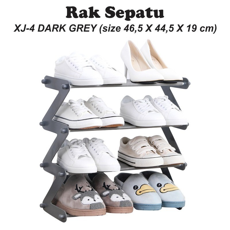 DISKON Rak Sepatu zig zag 4 Susun Shoe Rack Sandal Holder Mudah Bongkar Pasang TERMURAH