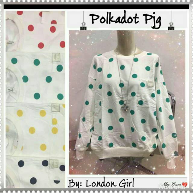 KAOS PANJANG FASHION ATASAN WANITA IMPORT POLKADOT PJG