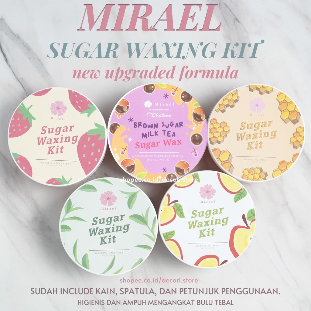 Mirael Sugar Waxing Kit Cold Wax Sugaring Pencabut Perontok Bulu Ketiak Kaki Variant Apple, Green Te