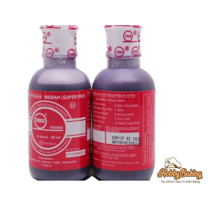 

Pewarna Makanan Cross Merah 60ml (Super Red)