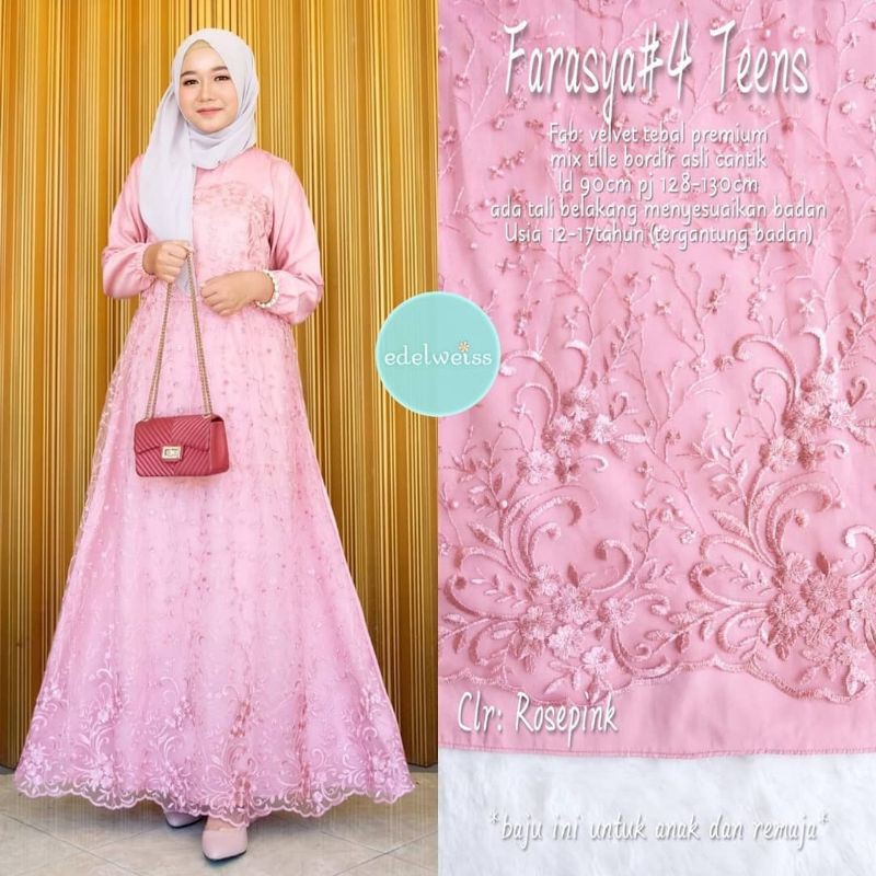 Farasya Dress Teen #4 Gamis Brukat Tile Remaja LD 90 Gamis Pesta Anak Remaja Gamis Brukat Tile Pakai Tali Gamis Anak Perempuan Cantik Gamis Kecil Dress Brukat Anak anak Gamis Kondangan Dress Muslimah Dress Muslim Gaun Pesta