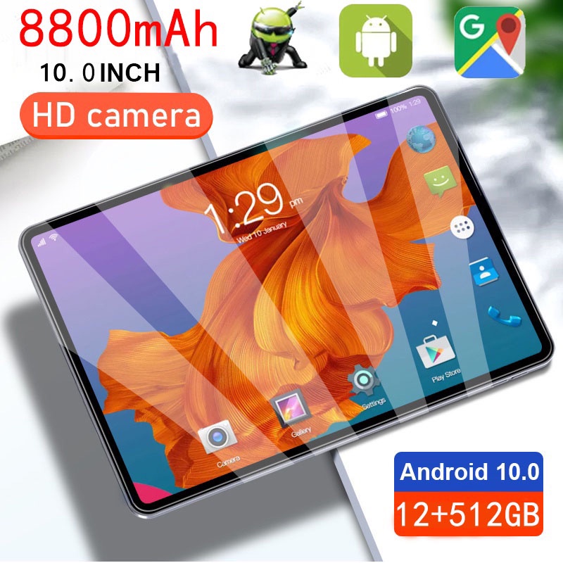 【Hot Sale】 2022 tablet 5G baru 10.1 inch 12GB + 512GB tablet pembelajaran Android 8.0 Inci Layar Full Screen Layar Besar Wifi 5G Dual SIM laris manis