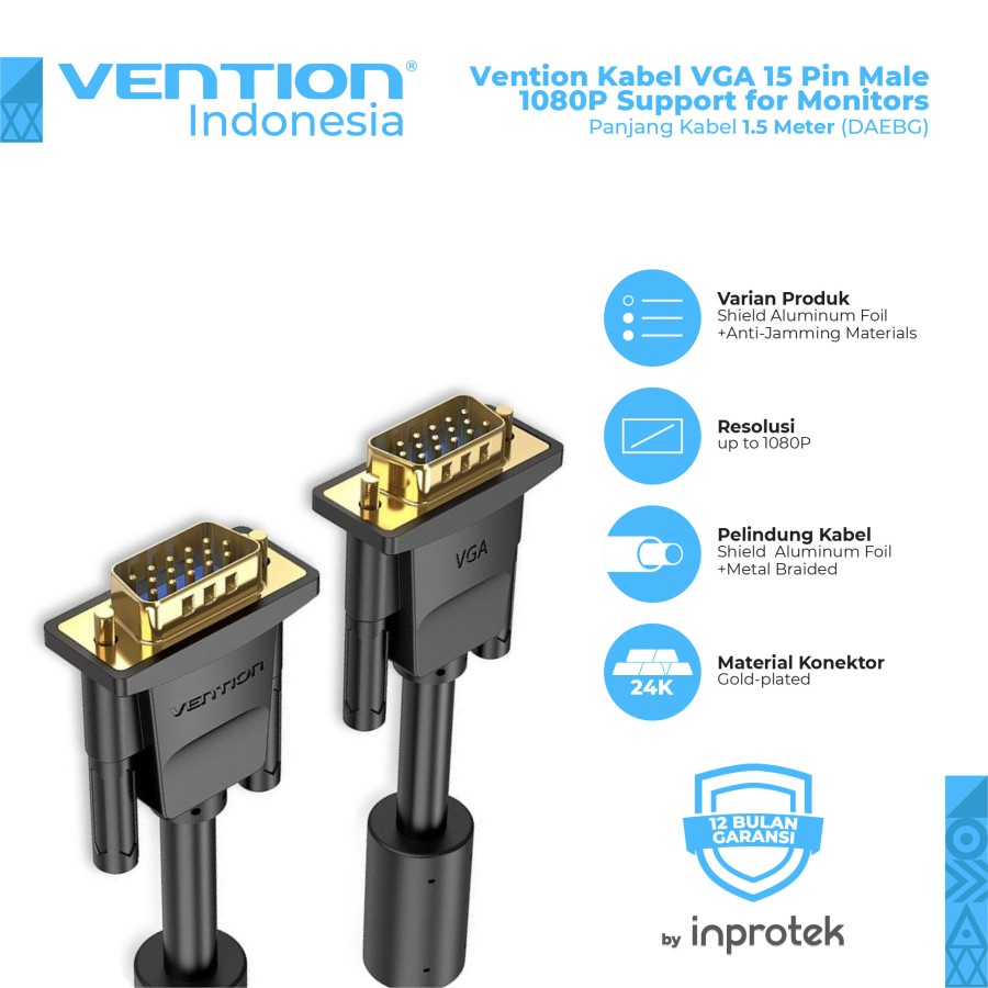 Vention Kabel VGA Premium Male to Male | 1.5m 3m 5m 10m - DAE DAEBG