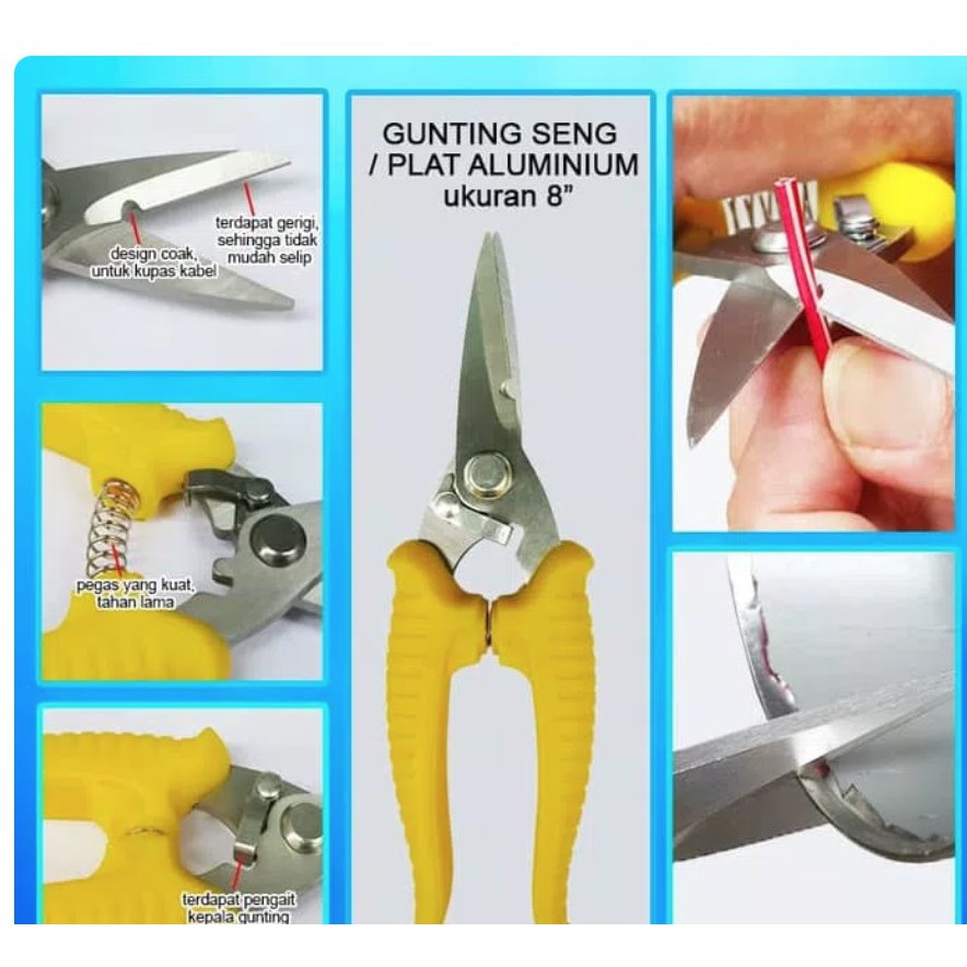 Gunting Seng Baja Ringan Aluminium Kawat Plat Holo Potong Serbaguna