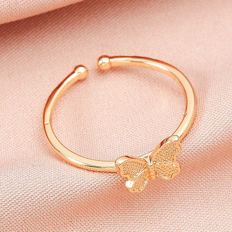 Ring Cincin New Sweet Metal Butterfly Ring Fashion Retro Minimalist Open Ring