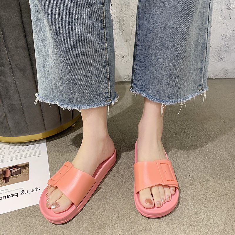 Unik - S865 Sandal Slop Karet Berwarna / Sandal Fashion Murah Import Batam / Sandal Wanita-Pink