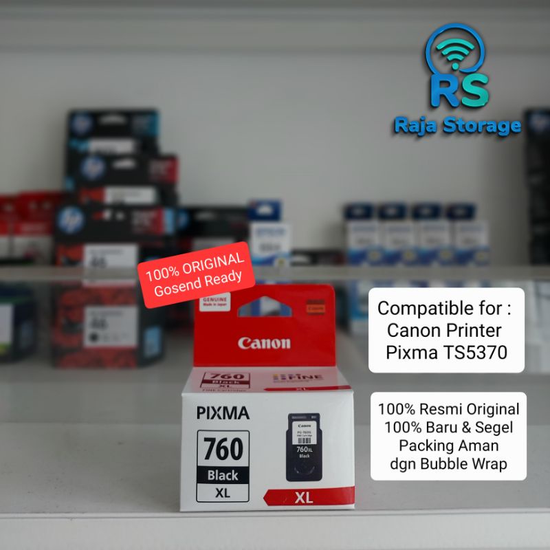 Canon 760 XL Extra Large Ink Cartridge PG-760 Black 760XL Tinta Hitam PG760 Printer Pixma TS5370