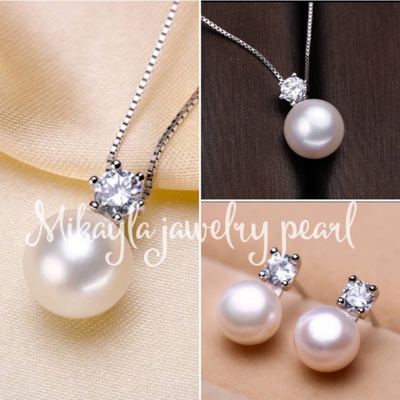 Kalung silver 925|Kalung perak mutiara lombok|Set perak925 mutiara asli|Mutiara lombok|Mutiara tawar