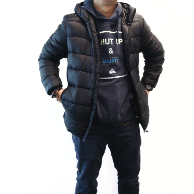 Jaket Pull and Bear Hoodie Puffer Quilted Jacket ORIGINAL